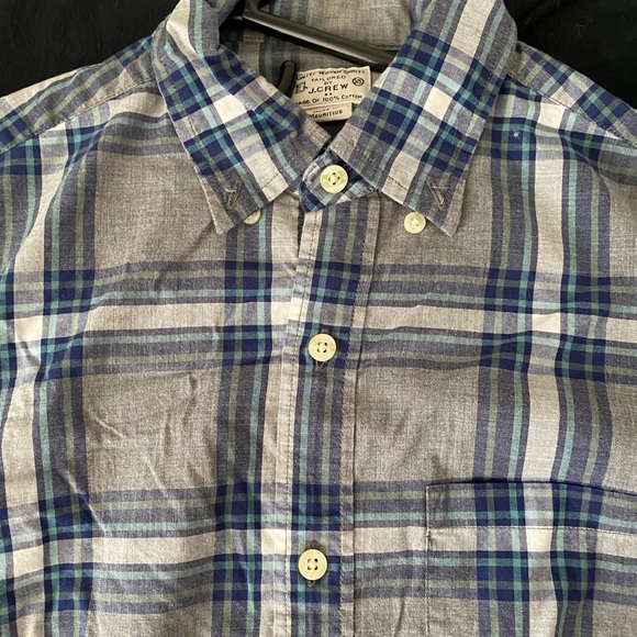 J Crew Blue/Grey Plaid Button Up, XS - Picture 2 of 3